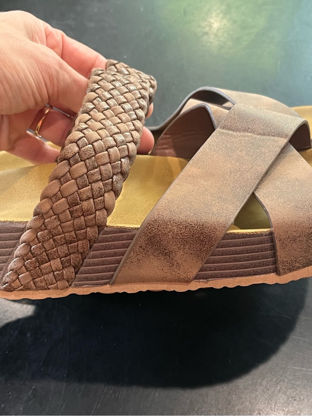 Woven Strap Brown Women’s Slide Sandal